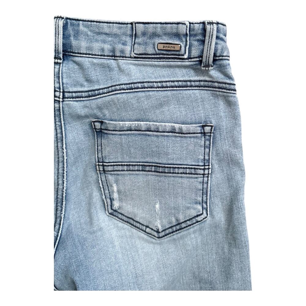 prAna Jeans Womens Size 2 Blue Straight Mid Rise Distressed Organic Button Fly - Picture 4 of 8